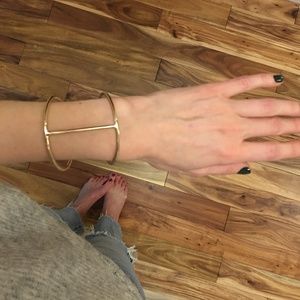 Gold plated modern cuff bracelet